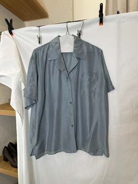 Diana D'or Vintage 100% Silk Short Sleeve Button Down Shirt, Size M